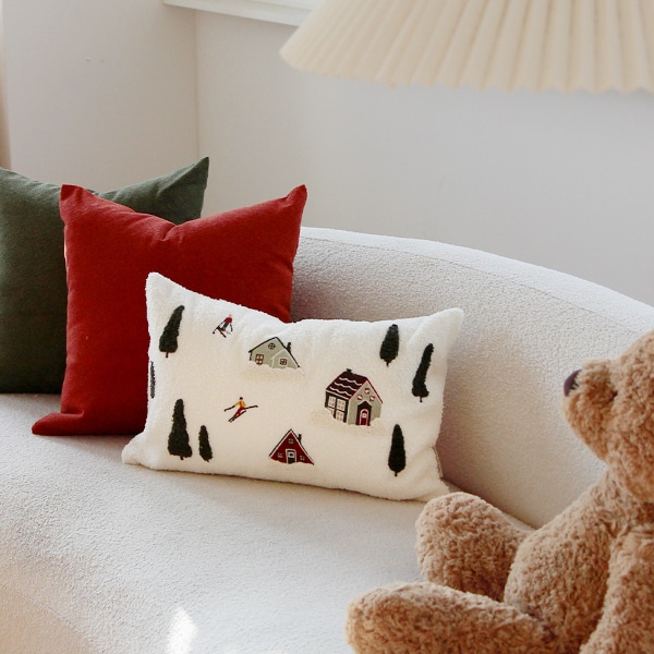 마운틴 부클레 자수 쿠션 커버