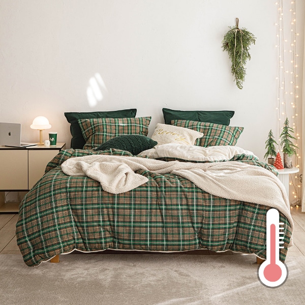 체스터 타탄체크 초극세사 발열 차렵이불세트