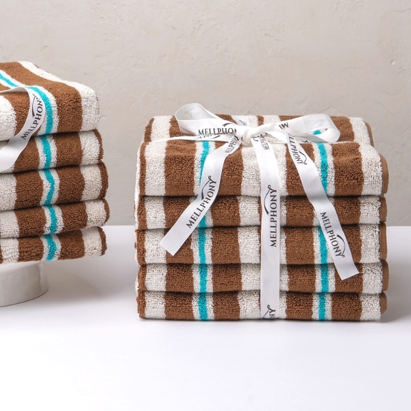 뱀부타올 200g 스트라이프 브라운 5장 묶음 13종 타올 빠른 흡수 수건